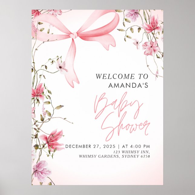 Poster Chá de Bebê Boho Floral Bebê em Flor (Frente)
