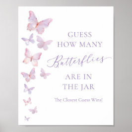 Poster Chá de Bebê Borboleta Adivinhe Quantas Borboletas