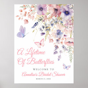 Poster Chá de Bebê Borboleta Flor Silvestre