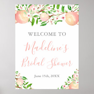 Poster Chá de Bebê Casamento de Pêssego Doce Aquarela Bem