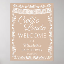 Poster Chá de Bebê Cielito Lindo Boas-Vindas Bege