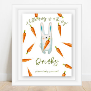 Poster Chá de bebê coelhinho fofo em aquarela - Bebidas