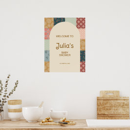 Poster Chá de Bebê com Colcha Vintage