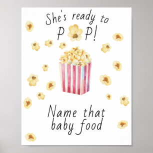 Poster Chá de bebê com pipoca - Dê nome a comida de bebê