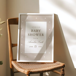 Poster Chá de Bebê com Tema de Berçário Minimalista Neutr