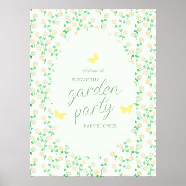 Poster Chá de Bebê com Tema Festa no Jardim Neutro (Frente)