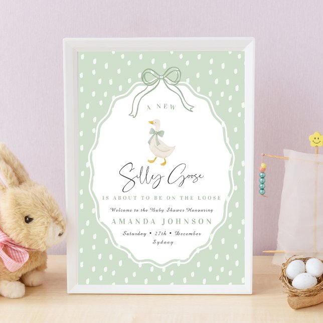 Poster Chá de Bebê Coquette de Ganso Verde Salvia Boba (Criador carregado)