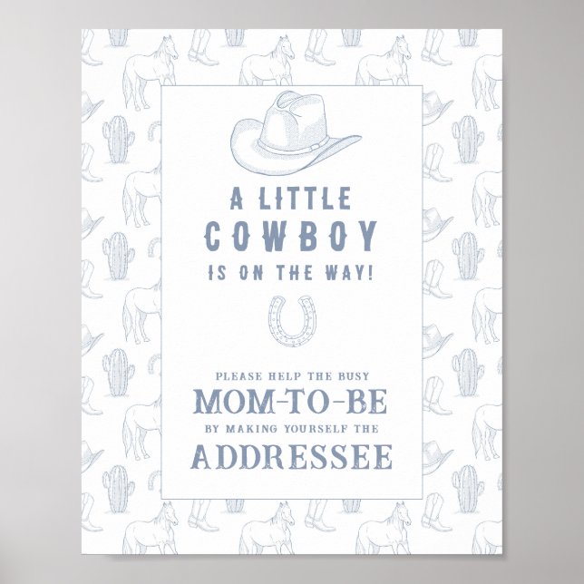 Poster Chá de bebê cowboy - Ajude a Mãe Atarefada que est (Frente)