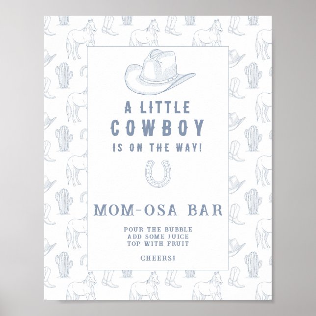 Poster Chá de bebê cowboy bar Momosa (Frente)