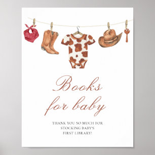 Poster Chá de bebê cowboy - livros para o bebê