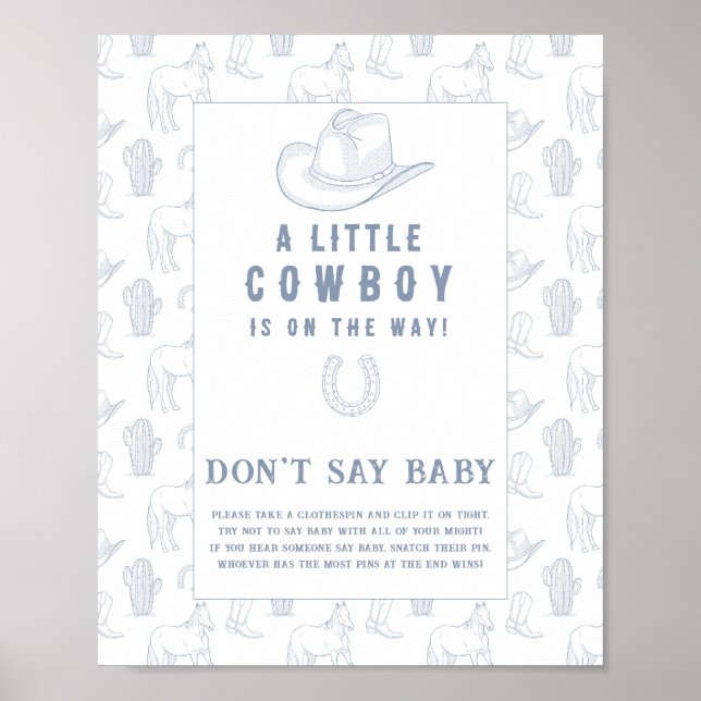 Poster Chá de bebê cowboy Não diga bebê  (Frente)