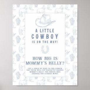 Poster Chá de bebê cowboy Quão grande é a barriga da mamã