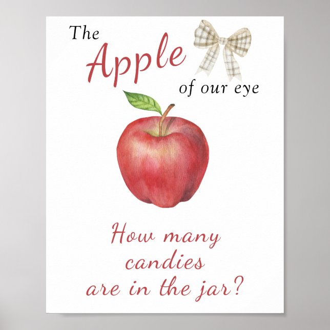 Poster Chá de bebê da Apple - adivinhe quantos doces estã (Frente)
