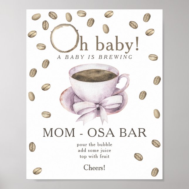Poster Chá de bebê da Bow & Coffee com bar Momosa (Frente)