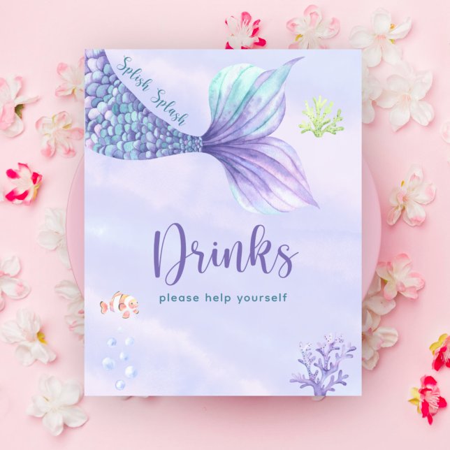 Poster Chá de bebê da Sereia sob o Mar Drinks (Criador carregado)