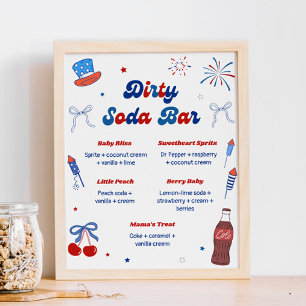 Poster Chá de Bebê de 4 de Julho com Bar de Refrigerante