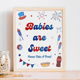 Poster Chá de Bebê de 4 de Julho Os Bebês São Doce Favor