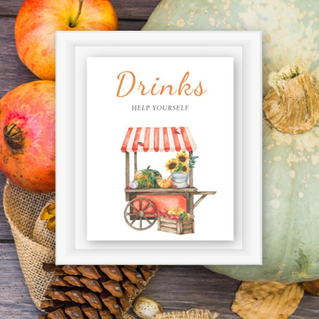 Poster Chá de bebê de abóboras de outono - bebidas (Criador carregado)