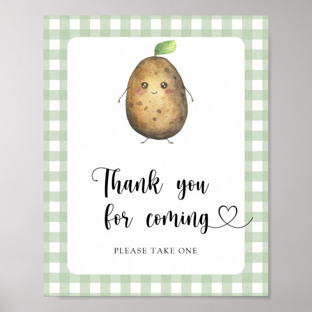 Poster Chá de bebê de batata - Obrigado por vir (Frente)