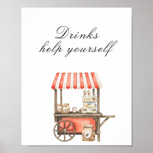 Poster Chá de bebê de café - Bebidas, sirva-se (Frente)