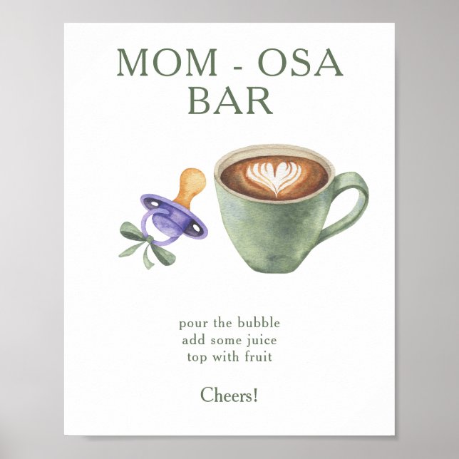 Poster Chá de bebê de café fervendo Momosa bar (Frente)