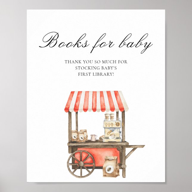 Poster Chá de bebê de café - livros para o bebê (Frente)