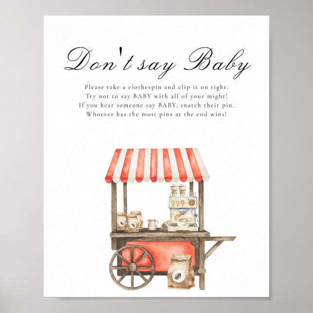 Poster Chá de bebê de café - Não diga bebê (Frente)