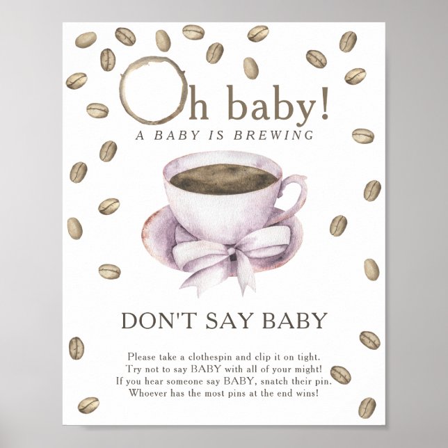 Poster Chá de bebê de café - Não diga pôster de bebê (Frente)