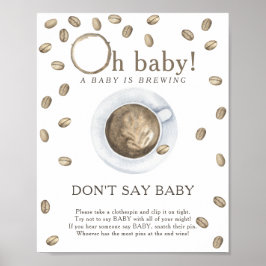 Poster Chá de bebê de café - Não diga pôster de bebê
