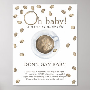 Poster Chá de bebê de café - Não diga pôster de bebê