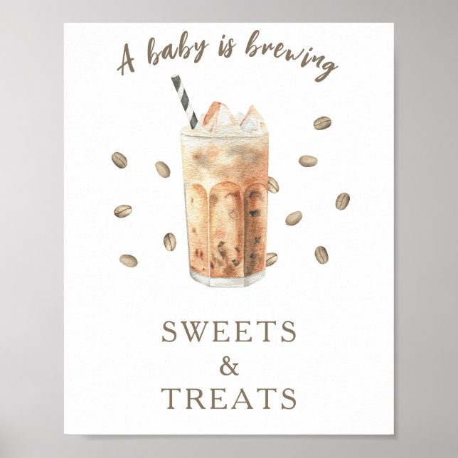 Poster Chá de bebê de café PREPARANDO DOCES E TRATATOS (Frente)