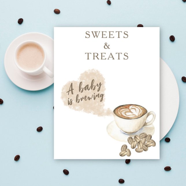 Poster Chá de bebê de café sendo preparado DOCES E TRATAT (Criador carregado)