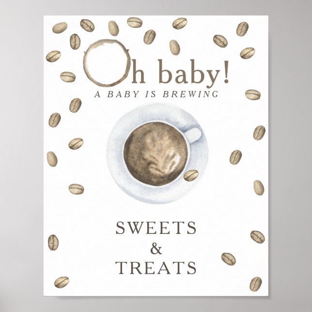 Poster Chá de bebê de café SWEETS AND TREATS (Frente)