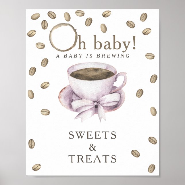 Poster Chá de bebê de café SWEETS AND TREATS (Frente)