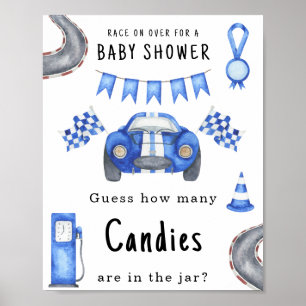 Poster Chá de bebê de carro Adivinhe quantos doces jogo