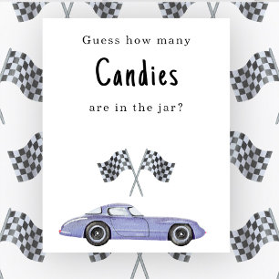 Poster Chá de bebê de carro Adivinhe quantos doces jogo