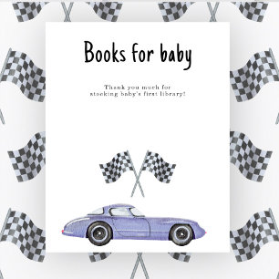 Poster Chá de bebê de carro de corrida Livros para o bebê
