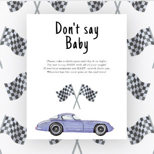 Poster Chá de bebê de carro de corrida Não diga bebê