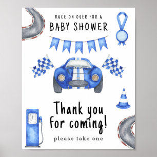 Poster Chá de bebê de carro de corrida Obrigado por vir