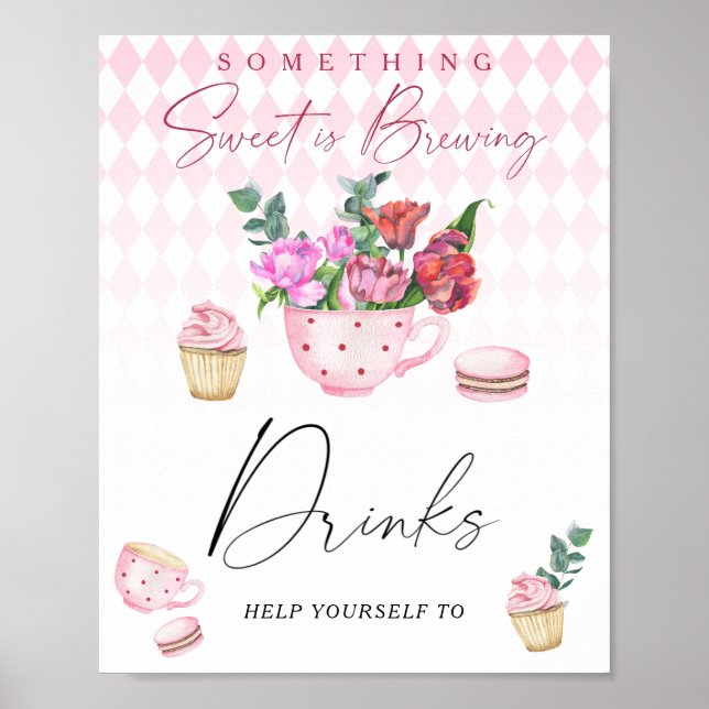 Poster Chá de bebê de chá da tarde - Bebidas (Frente)