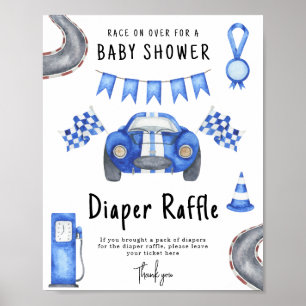 Poster Chá de bebê de corrida de carros jogo de rifa de f