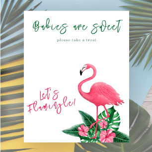 Poster Chá de bebê de flamingo Bebês são doces