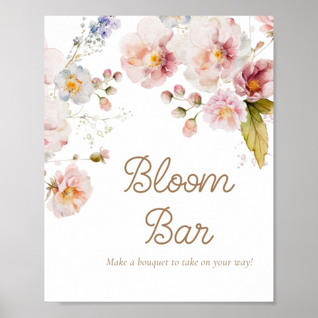Poster Chá de Bebê de Flor Silvestre Bloom Bar (Frente)