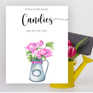 Poster Chá de bebê de flores Adivinhe quantos doces