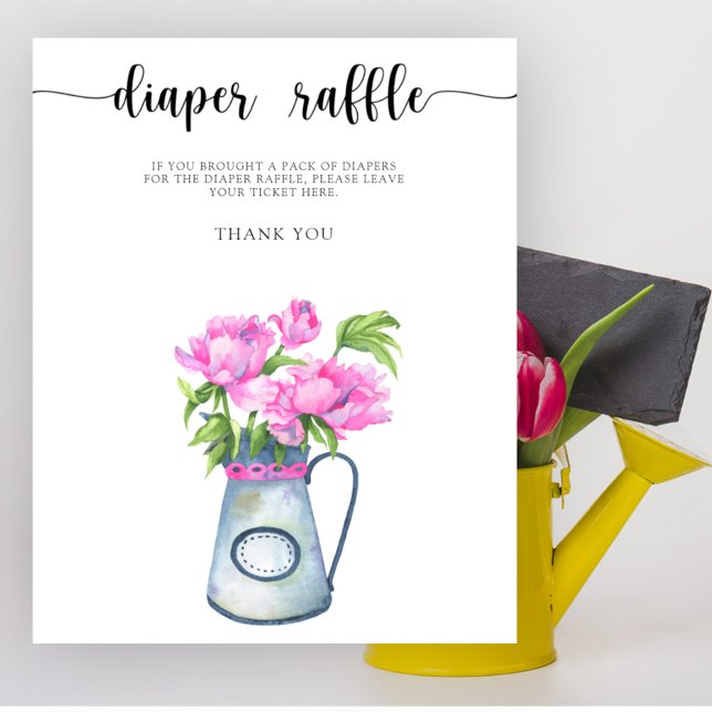 Poster Chá de bebê de flores Rifas de fraldas (Criador carregado)