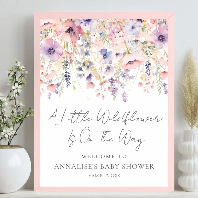 Poster Chá de Bebê de Flores Silvestres (Wildflower Floral Baby Shower Poster)