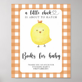 Poster Chá de bebê de frango - livros para o bebê