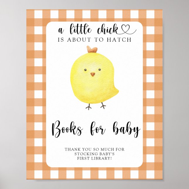 Poster Chá de bebê de frango - livros para o bebê (Frente)