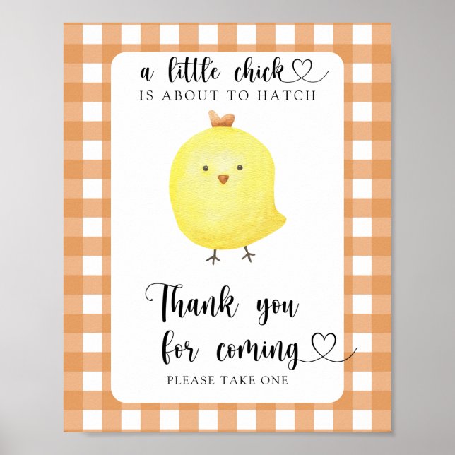 Poster Chá de bebê de frango - Obrigado por vir (Frente)
