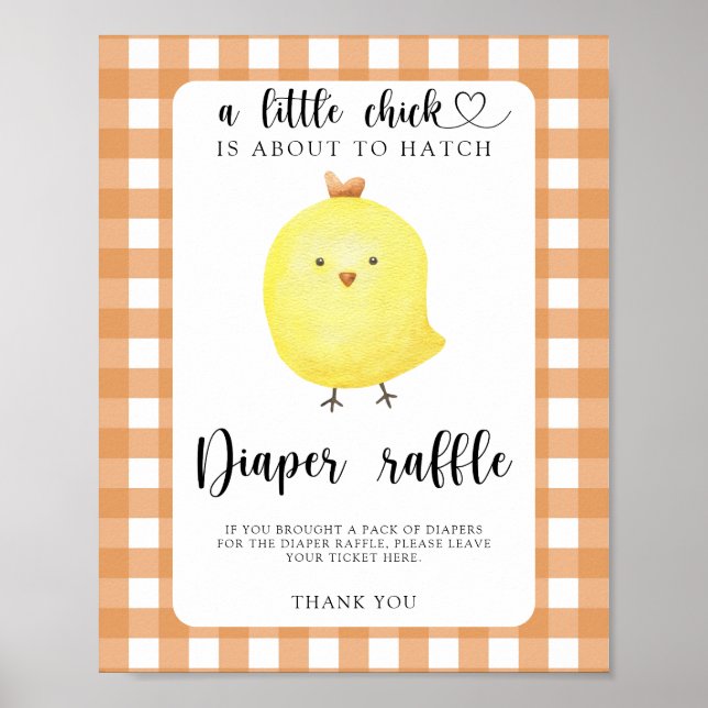 Poster chá de bebê de frango - rifa de fraldas (Frente)